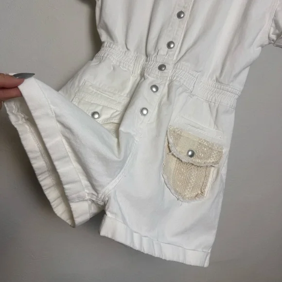 POL White Button-Up Denim Romper - Picture 7 of 10